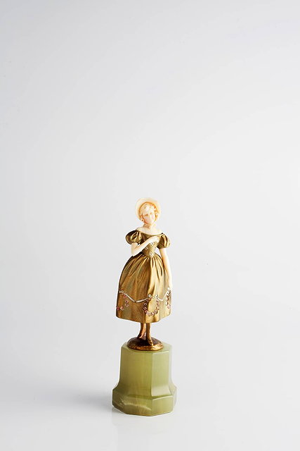 Appraisal: Ferdinand Preiss German - Biedermeier Ladycold-painted bronze and ivoryon a