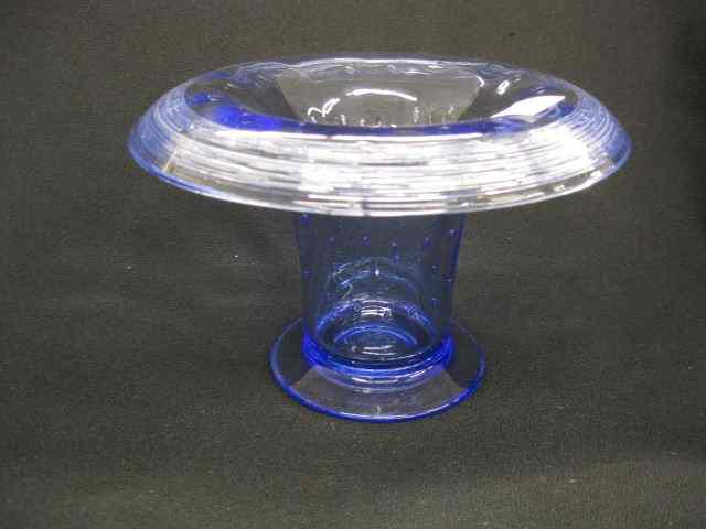 Appraisal: Steuben Art Glass Vase sapphire blue with threading bubble decor