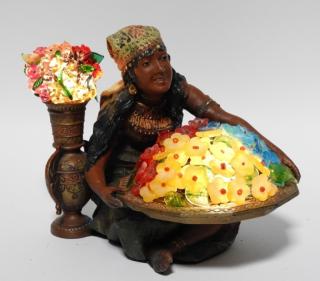 Appraisal: Czech Orientalist Cold Painted Figural Woman Lamp CZECHOSLOVAKIA EARLY TH