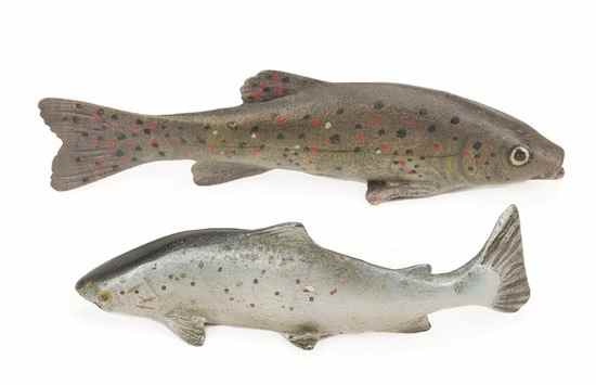 Appraisal: Two cold painted metal models of fish th century nauralisticaly