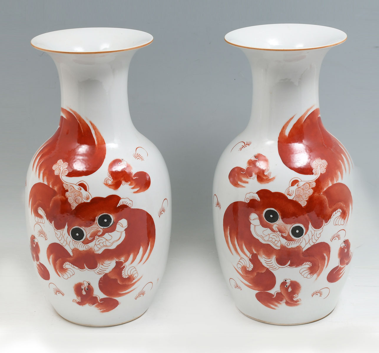 Appraisal: LARGE CHINESE REPUBLIC PERIOD FOO LION VASES Opposing pair of