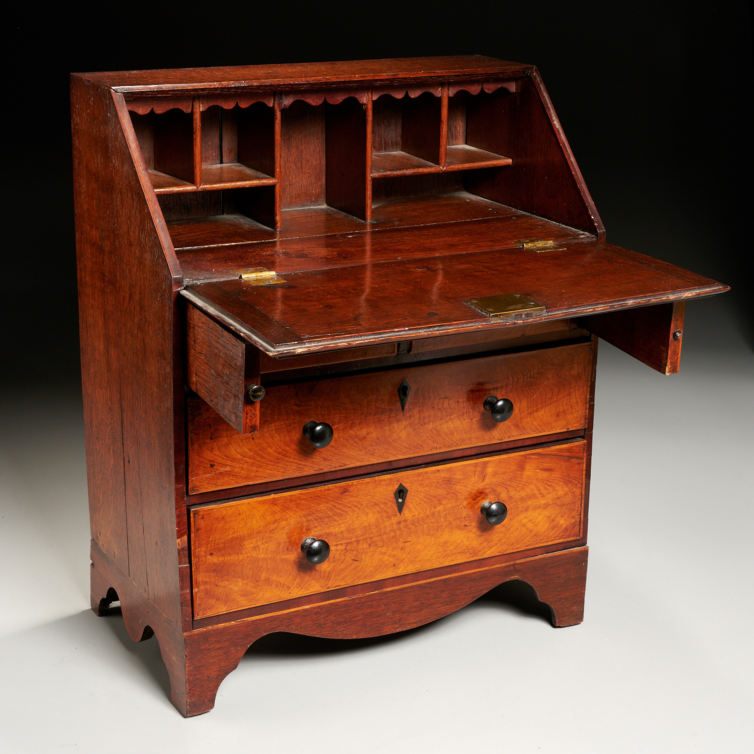 Appraisal: FEDERAL INLAID MINIATURE SLANTFRONT DESK th c American oak case