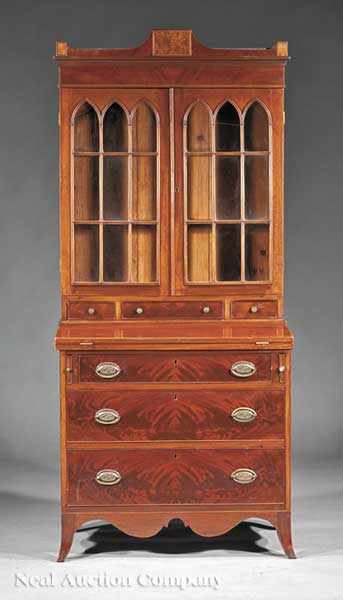 Appraisal: An American Late Federal Mahogany Secretary Bookcase early th c