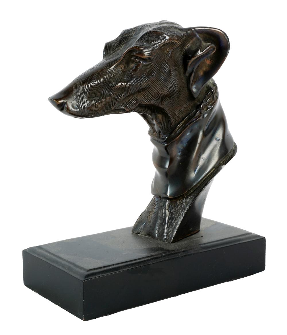 Appraisal: BRONZE DOG'S HEADinscribed to back of neck Whitt mounted to