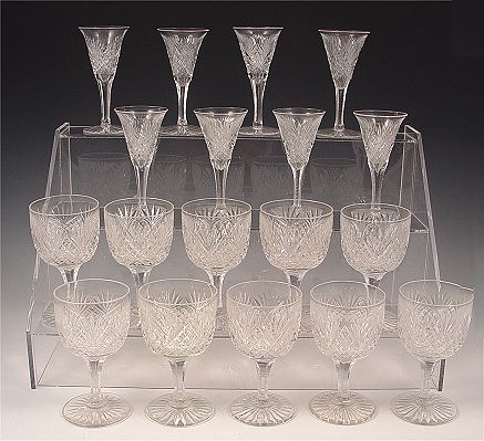 Appraisal: CUT CRYSTAL WINE AND CORDIAL STEMS wine and flared rim