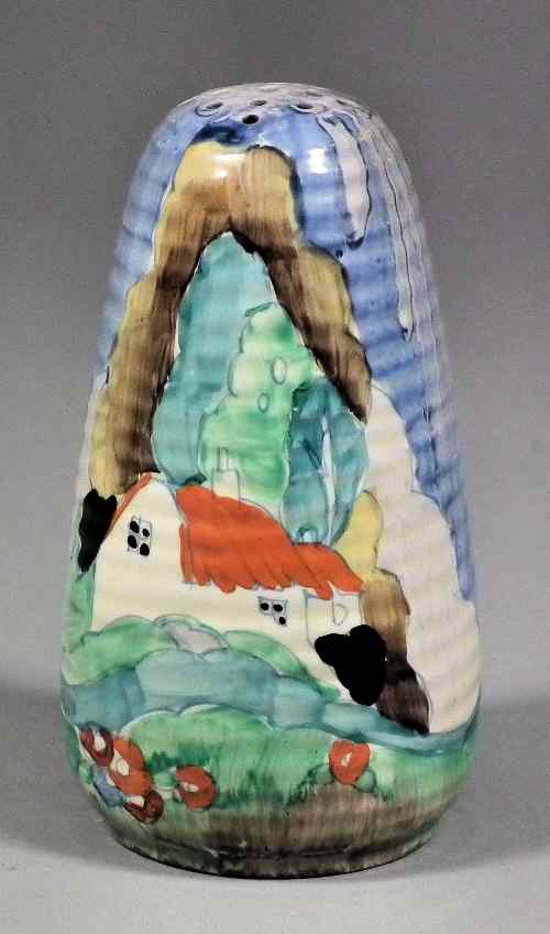 Appraisal: A Clarice Cliff pottery sugar shaker of tapered ribbed form