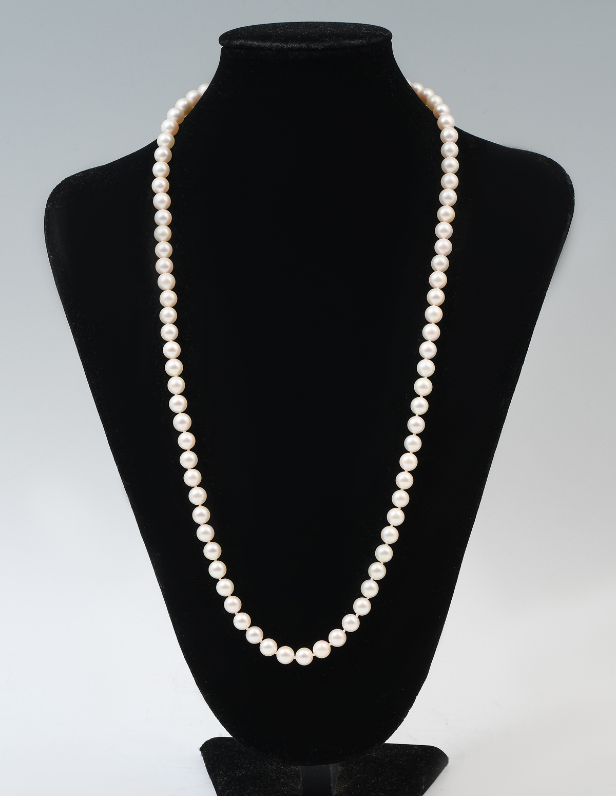 Appraisal: '' CULTURED PEARL NECKLACE WITH DIAMOND SAPPHIRE CLASP '' strand