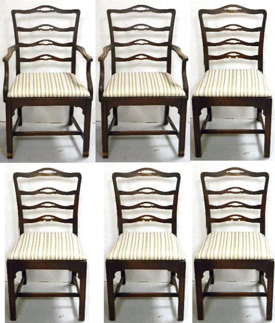 Appraisal: Set of six Chippendale style dining chairs two arm four