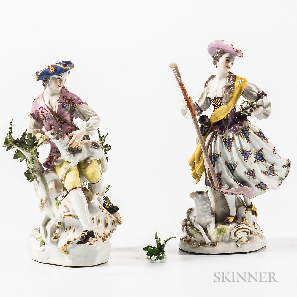 Appraisal: Two Meissen Porcelain Figures of a Shepherd and Shepherdess Two