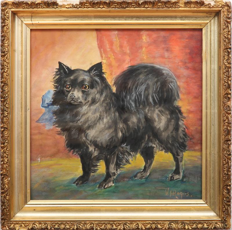 Appraisal: TH CENTURY SCHOOL POMERANIAN Watercolor on paper signed 'W F