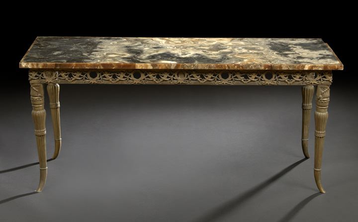 Appraisal: Louis XVI-Style Gilt-Metal and Marble-Top Table first quarter th century