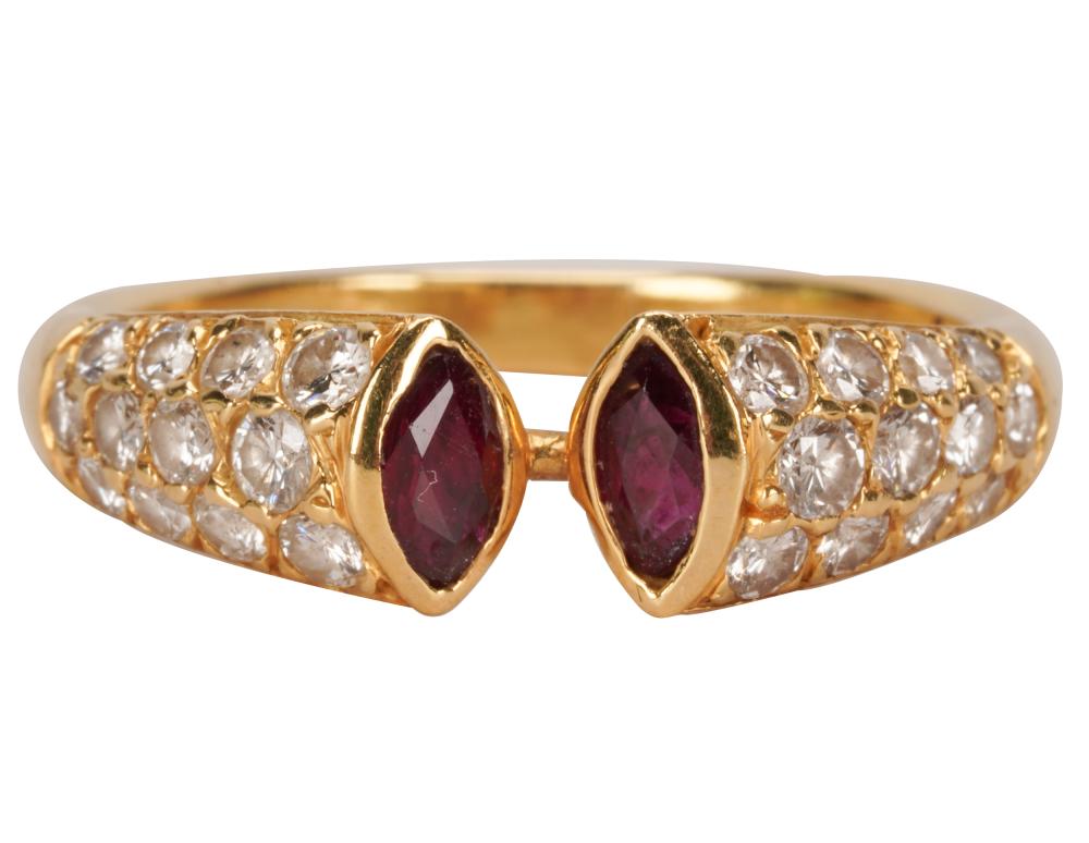 Appraisal: CARTIER KARAT YELLOW GOLD DIAMOND RUBY RINGthe interior band signed