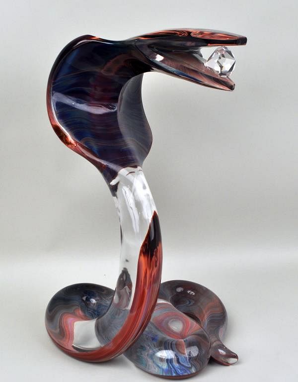 Appraisal: Studio Rosin Murano Glass Cobra Sculpture Dino Rosin Italian b