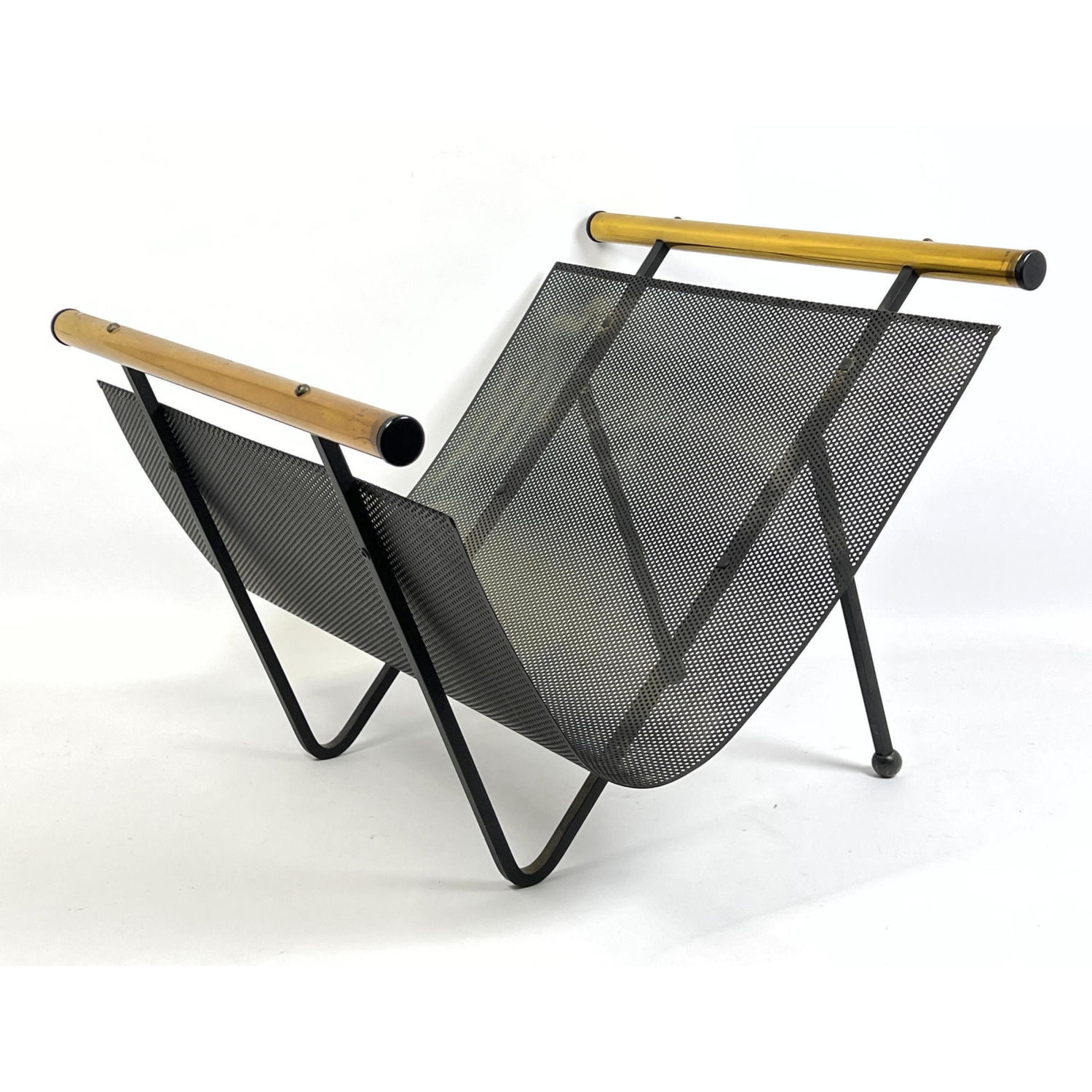 Appraisal: Gene Tepper Magazine Log Holder in Iron and Brass Dimensions