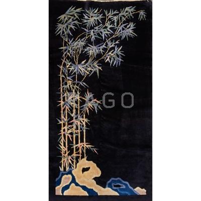 Appraisal: CHINESE ART DECO AREA RUG Bamboo design black ground ca