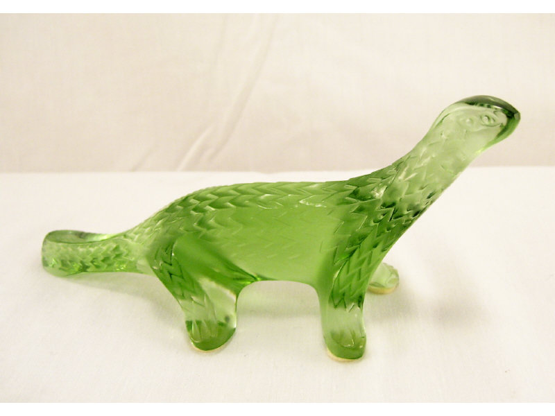 Appraisal: Lalique Crystal Animal Figure Satin green crystal body Measures long