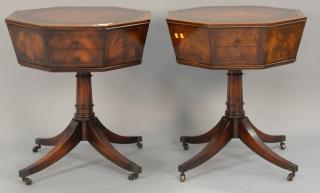 Appraisal: Pair of Weiman leather top tables with drawers ht top