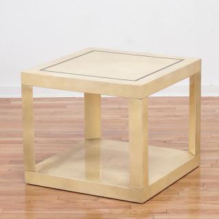 Appraisal: Signed Karl Springer brass lacquer side table Signed Karl Springer