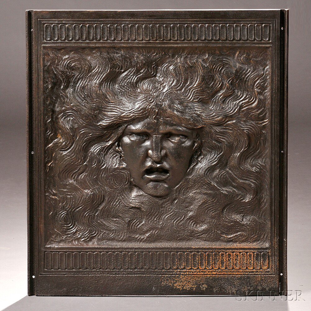 Appraisal: Elihu Vedder American - Samson Central Fireback Panel Cast iron