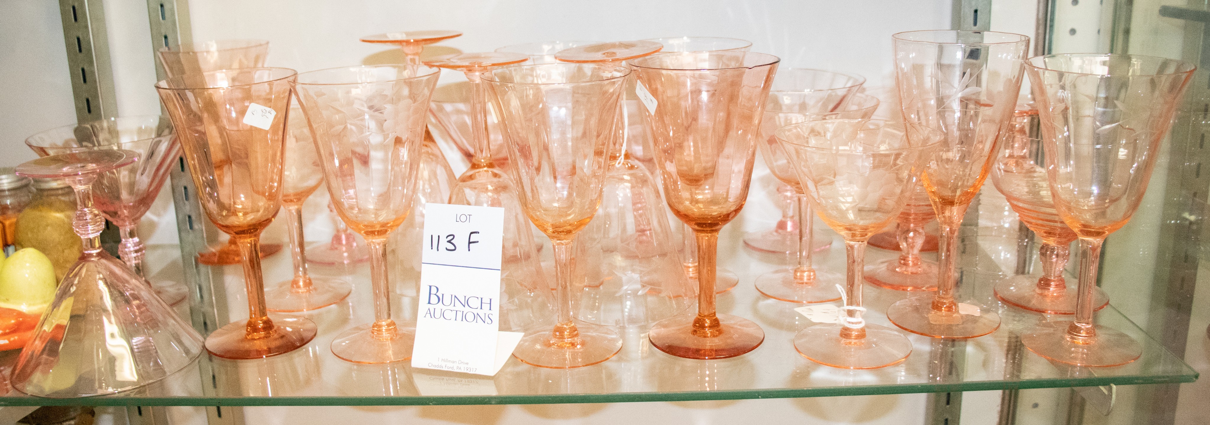 Appraisal: Pcs pink glass stemware