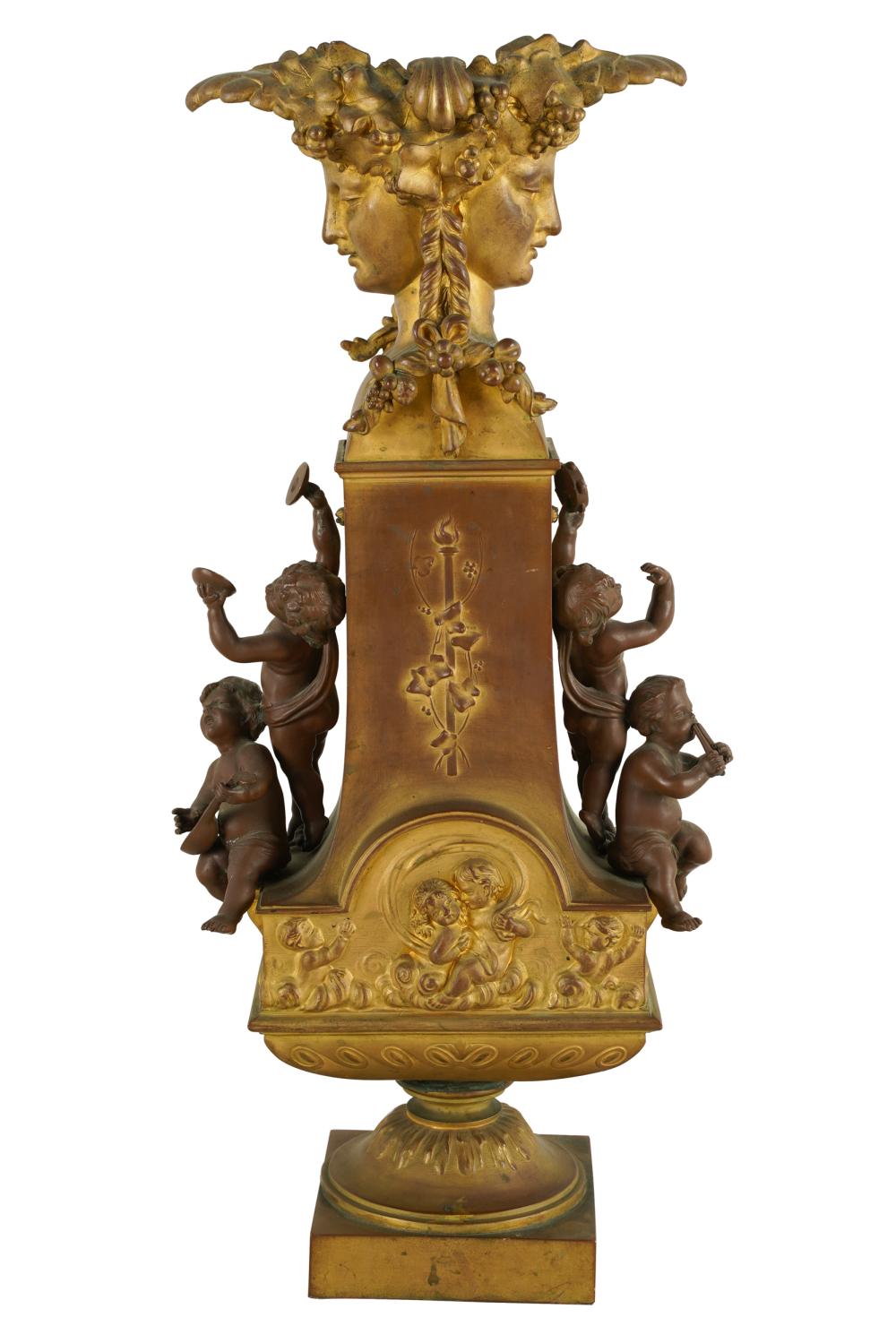 Appraisal: NEOCLASSIC BRONZE GILT-BRONZE URNunmarked Condition with cracks to each side