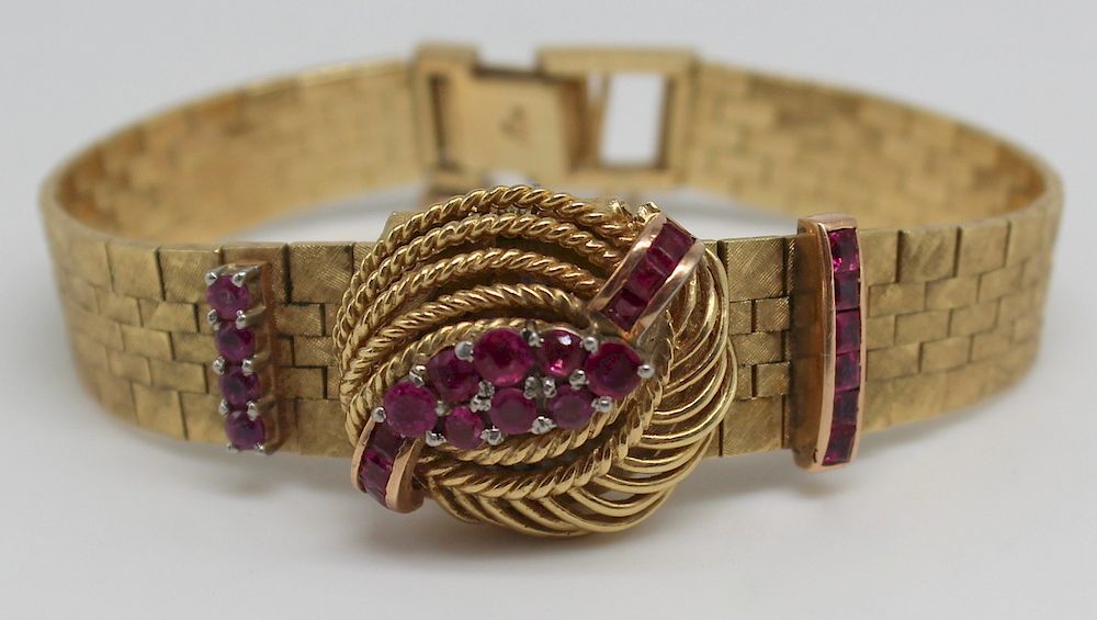 Appraisal: JEWELRY Audemars Piguet kt Gold and Ruby Ladies Wrist Watch