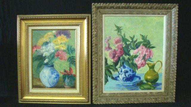 Appraisal: LEHRER Jack Two O B's Floral Bouquets Signed lower left