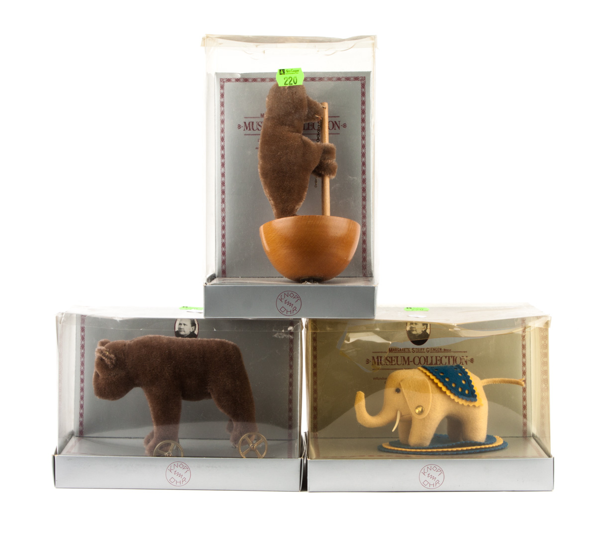 Appraisal: Three Steiff Museum Collection animals Condition Damage to boxes no