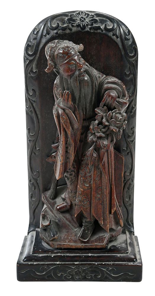 Appraisal: Chinese Carved Wood Immortal Figure Qing dynasty possibly of zitan