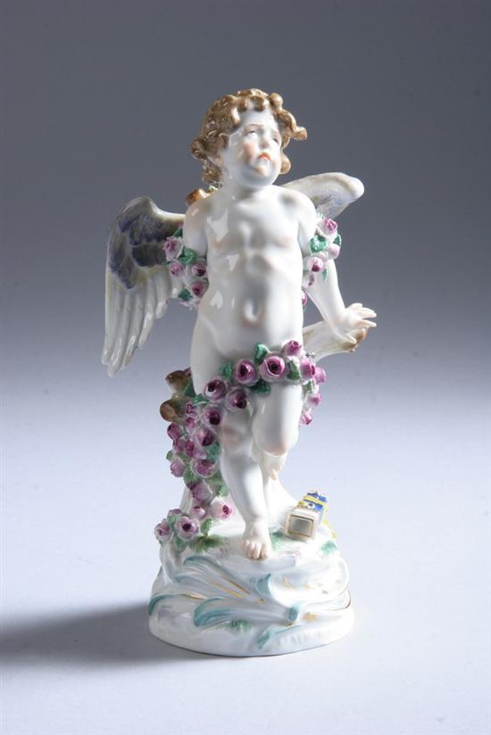 Appraisal: MEISSEN PORCELAIN FIGURE OF A CHERUB late th century underglaze