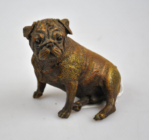 Appraisal: A cold painted Austrian bronze model of a pug bears