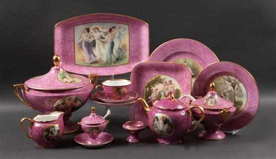 Appraisal: Austrian paint and transfer decorated porcelain partial dinner service early