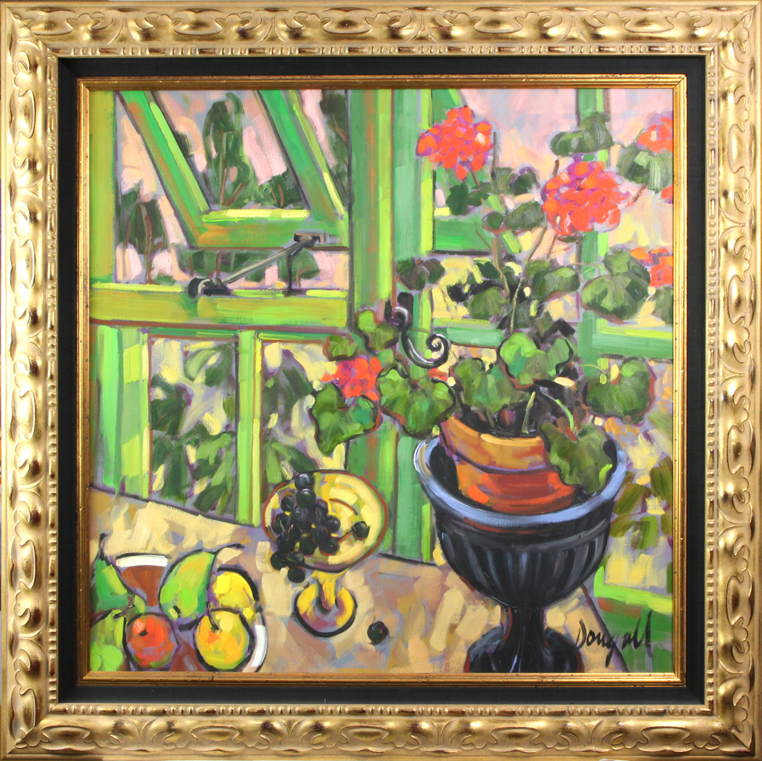 Appraisal: Jae Dougall Canadian b Green Window oil on canvas signed