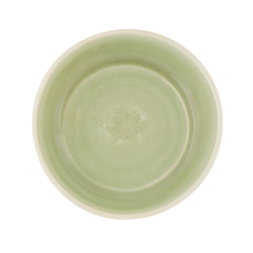 Appraisal: CELADON GLAZED AND CARVED DISH MING DYNASTY of shallow bowl