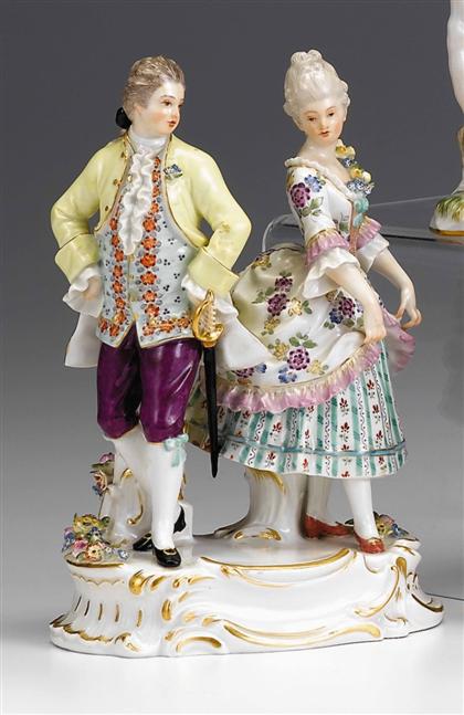 Appraisal: Meissen porcelain figure group of dancers th century Modeled as