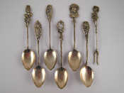 Appraisal: A set of six white metal teaspoons marked and an