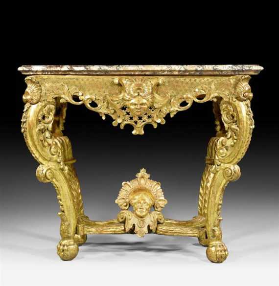 Appraisal: CONSOLE Louis XV Italy th century Pierced richly carved and