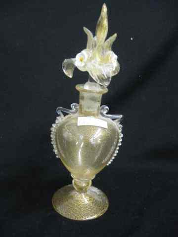 Appraisal: Venetian Art Glass Perfume Bottle gold mica throughout fancy stopper