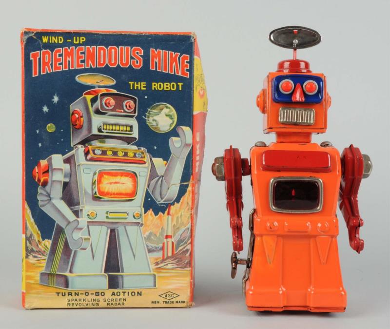 Appraisal: Japanese Tin Litho Tremendous Mike Robot O B In original