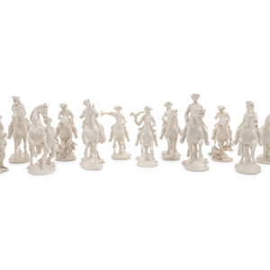 Appraisal: A Group of Twelve Nymphenburg Porcelain Equestrian Groups th Century