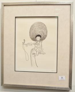 Appraisal: Al Hirschfeld - etching of Lena Horne signed in pencil