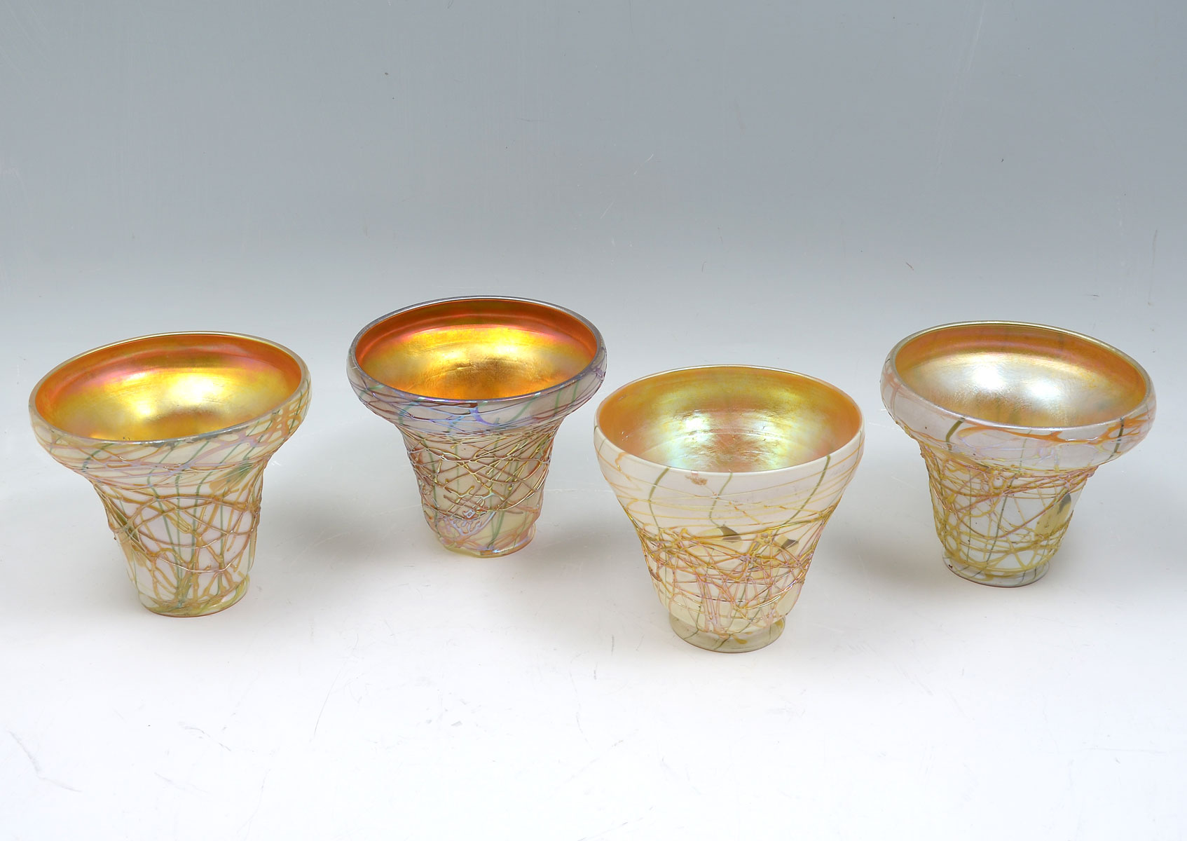 Appraisal: THREADED ART GLASS SHADES ATTRIBUTED TO DURAND - Durand attributed