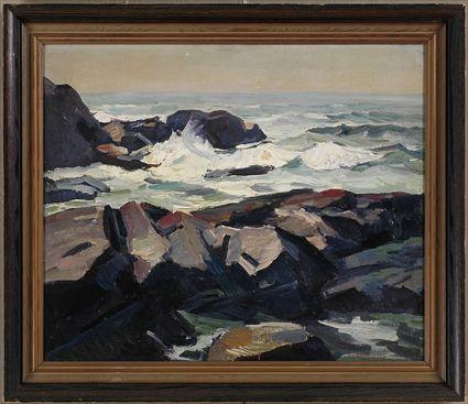 Appraisal: AMERICAN SCHOOL NORTON'S LEDGE MONHEGAN Oil on canvasboard x in