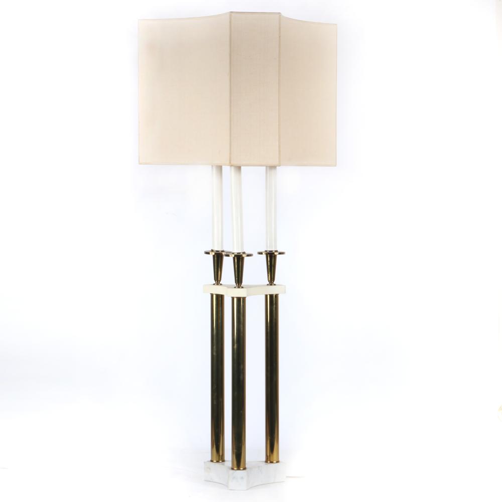 Appraisal: VINTAGE MID CENTURY MODERN MCM TALL BRASS AND MARBLE LIGHT