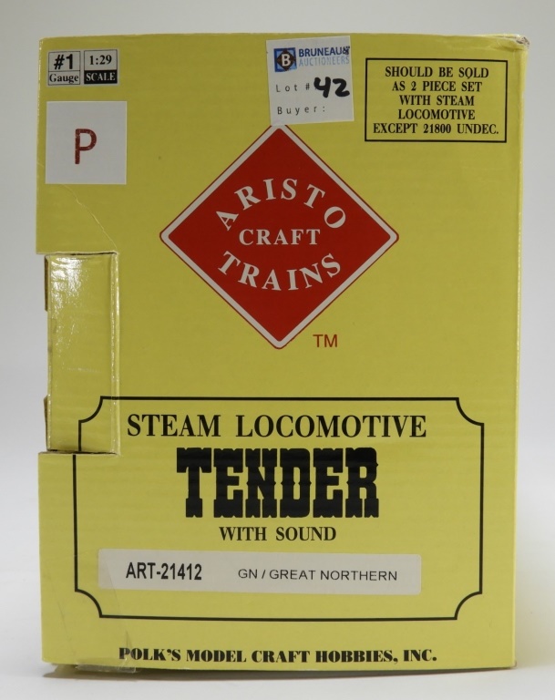 Appraisal: ARISTO CRAFT STEAM LOCOMOTIVE MODEL TRAIN TENDER Item no ART-