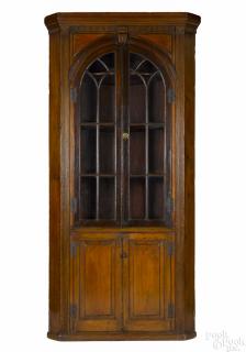 Appraisal: Mid-Atlantic pine one-piece architectural corner cupboard ca '' h ''