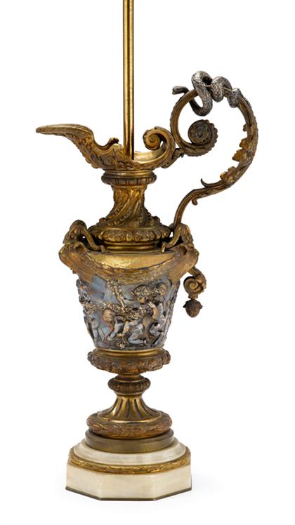 Appraisal: Louis XV style gilt and silvered bronze mounted ewer th