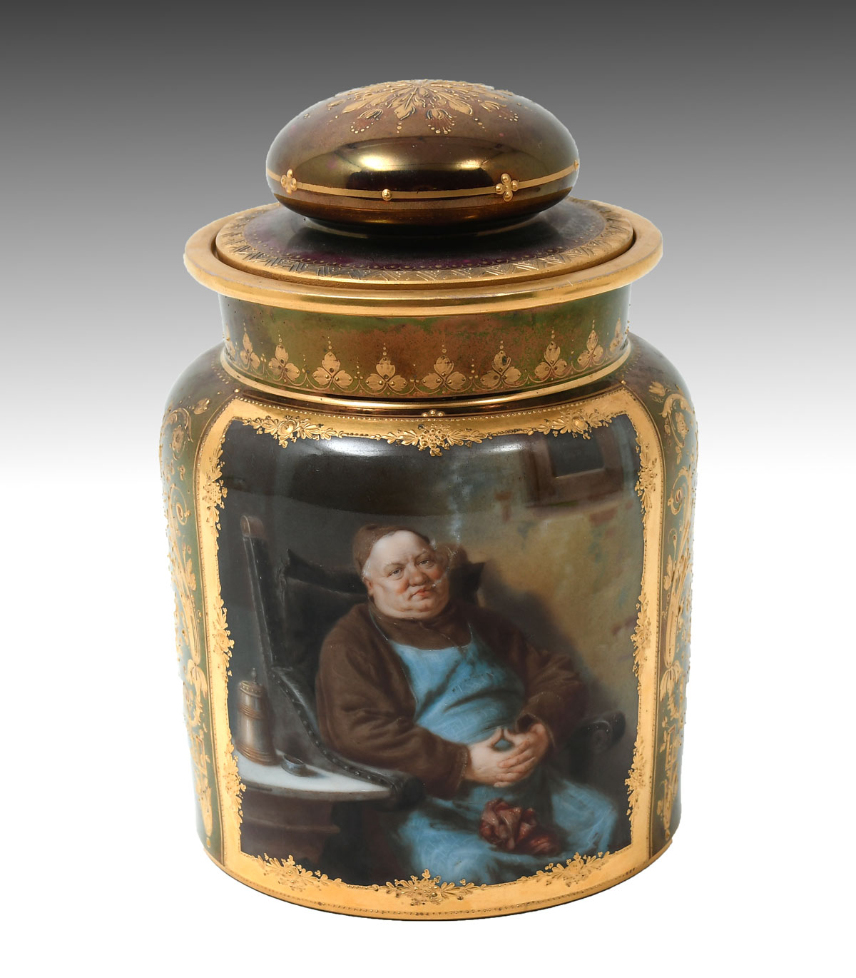 Appraisal: ROYAL VIENNA PORTRAIT HUMIDOR Fine Royal Vienna humidor having a