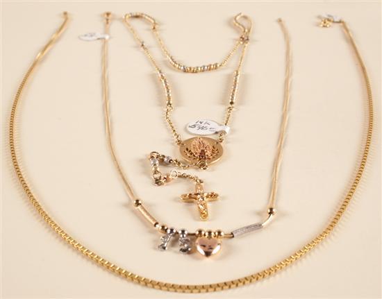 Appraisal: Three gold chain necklaces grams