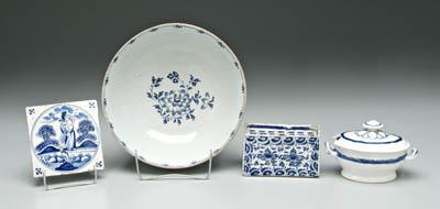 Appraisal: Four pieces blue and white Delft miniature feather edge tureen